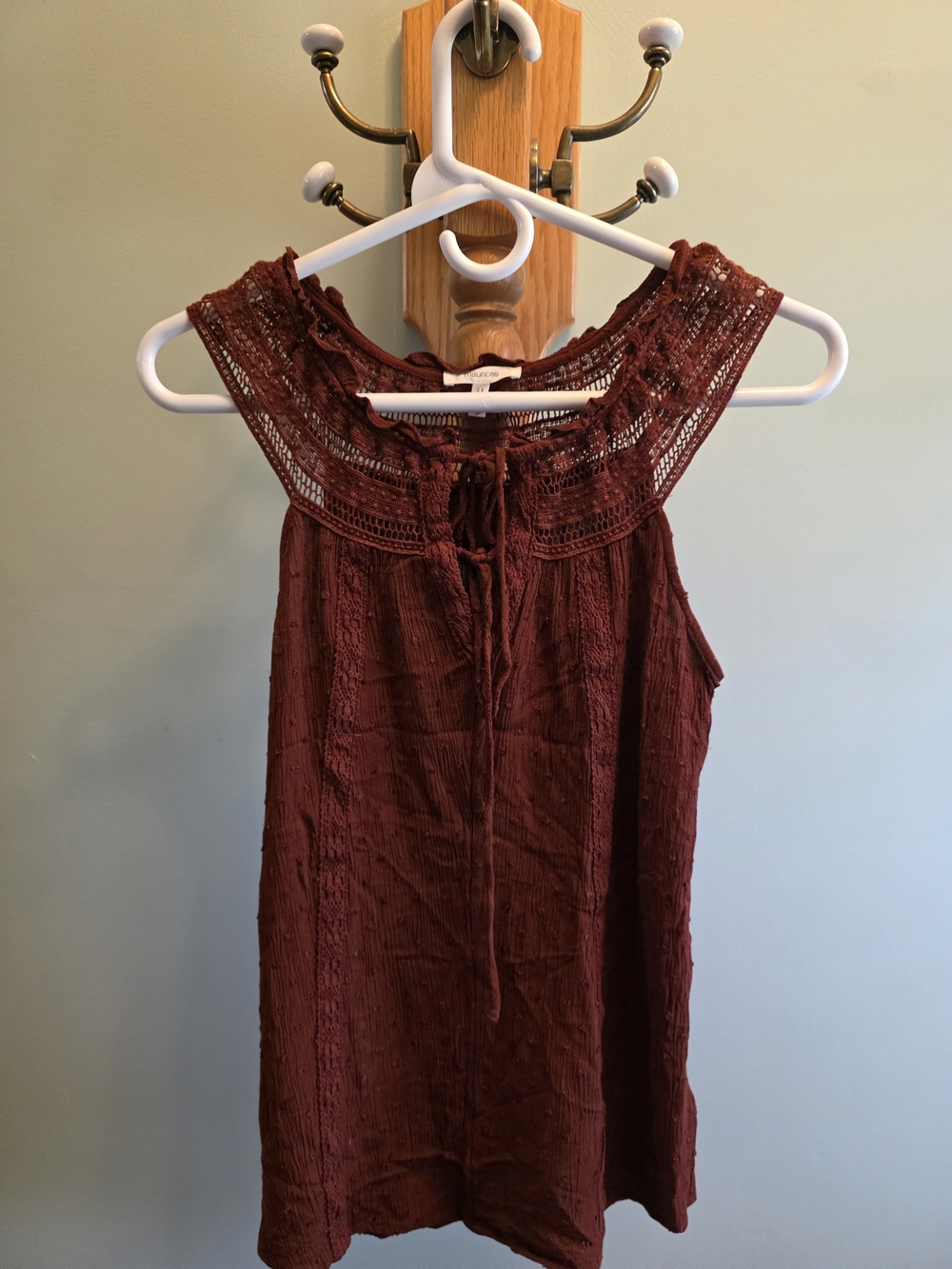 Maurices Sleeveless Lace Yoke Tank Top- Small